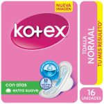 Toalla Femenina Kotex Tela Normal Con Alas 16 Unidades Totex