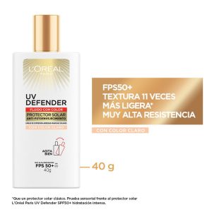 Protector Solar L'Oreal Paris Uv Defender Fluido Tono Claro FPS50+